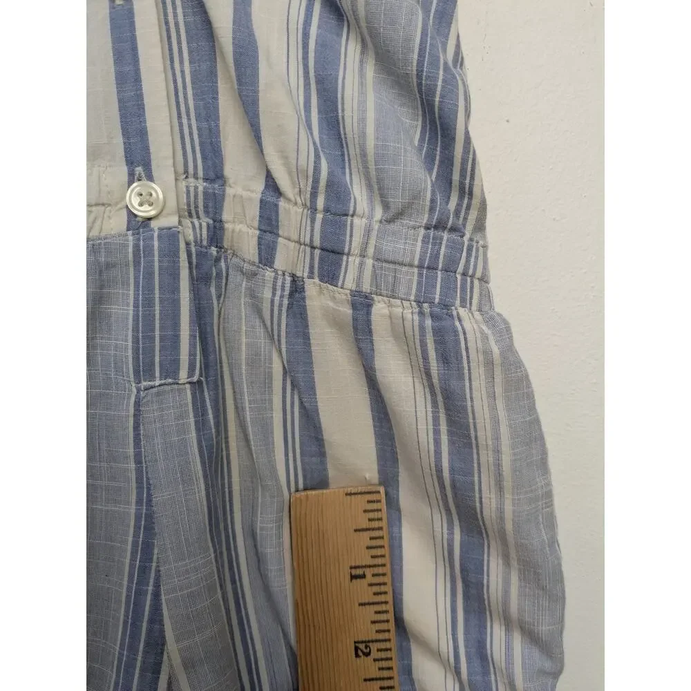 Baby Gap Toddler Girl Shorts Jumpsuit Blue & White Striped Linen Look Size 2